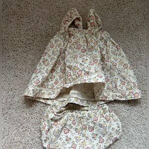 Quincy Mae Floral Diaper Cover Set - Cream and Pink